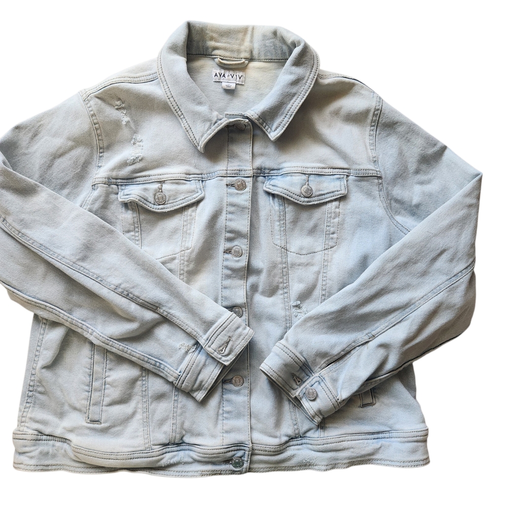AVA & VIV Light Wash Denim Jacket - Women's Pale Blue Trucker